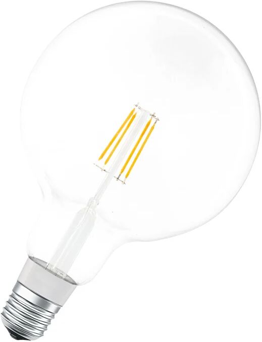 ledvance lampadina smart wifi, led filamento, globo, metallo oro, luce calda, 6w=650lm (equiv 50 w), 300° dimmerabile,