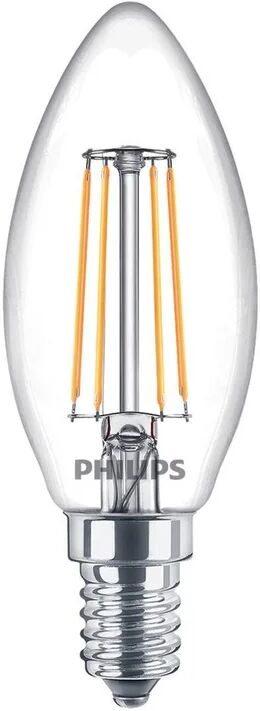 philips set da 4 lampadine led, oliva, trasparente, luce calda, 4.3w=470lm (equiv 40 w), 200° ,