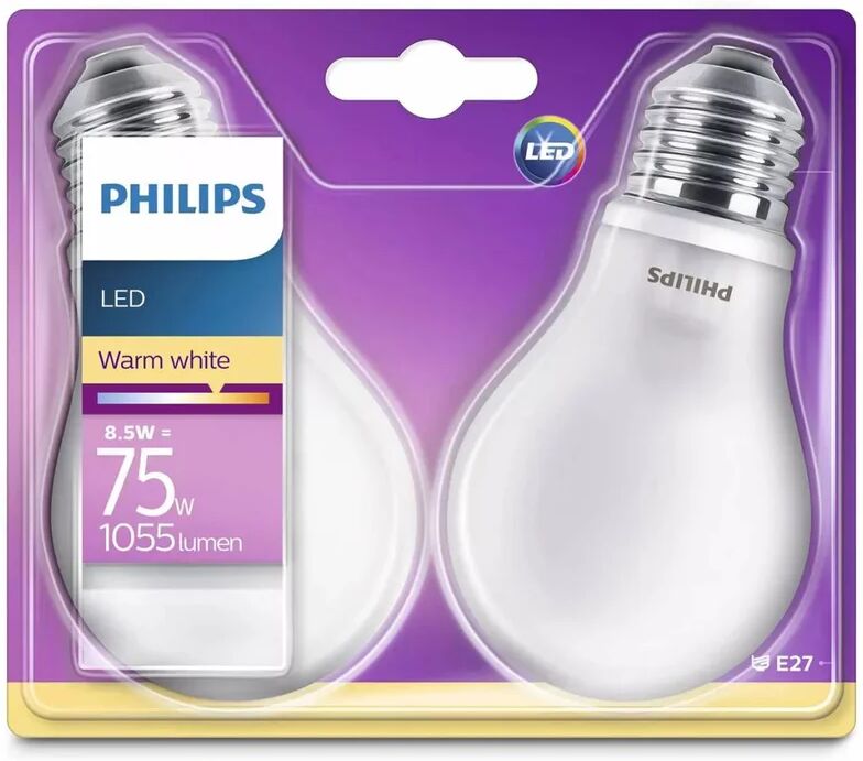 philips lampadine a led 2 pz classic 8,5 w 1055 lumen 929001286371