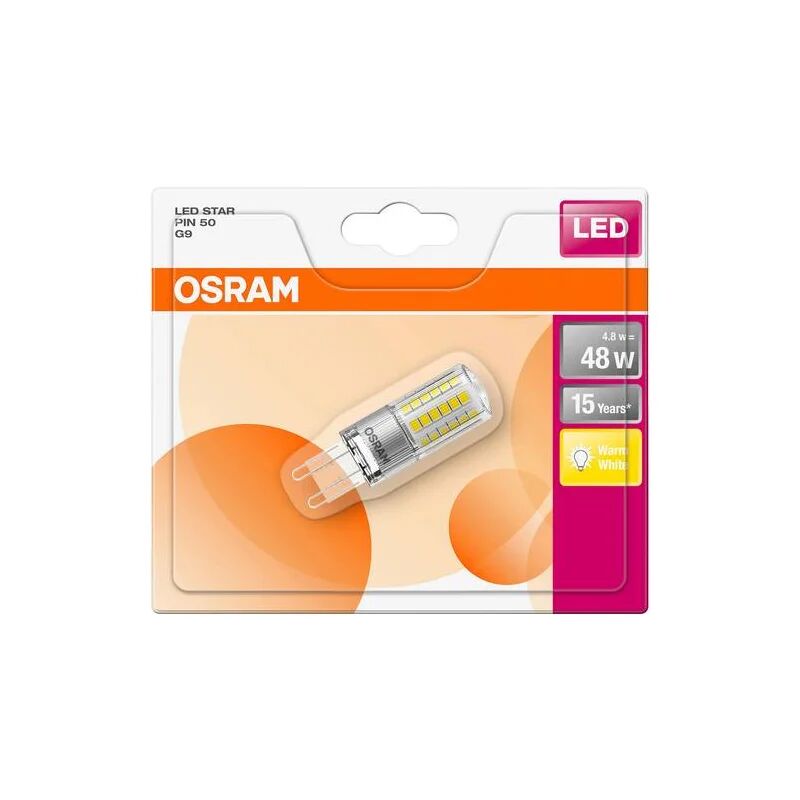 osram capsula lampadina led, 4.8 w equivalenti 48 w, attacco g9, luce calda 2700k, confezione da 1 pezzo