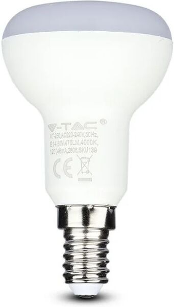 v-tac lampadina led chip samsung e14 6w r50 6400k