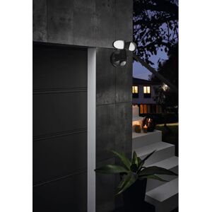 EGLO Faro da esterno con sensore di movimento Pagino in policarbonato, nero, Modulo LED 2x6W IP44