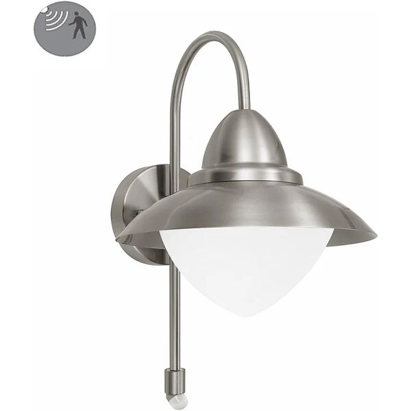 eglo applique sidney in inox, bianco argento, e27 max1x60ww ip44