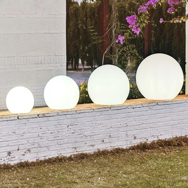 newgarden sfera luminosa da esterno buly h 45 cm,in polietilene, luce bianco freddo e27 650lm