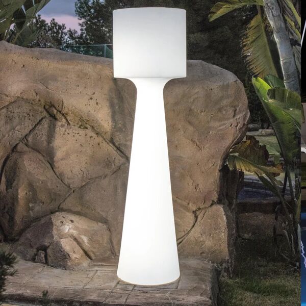 newgarden lampada da esterno da terra grace h 140 cm,in polietilene, luce bianco freddo t8 1800lm