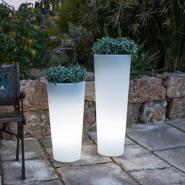 newgarden vaso luminoso da esterno vaso illuminato h 80 cm, luce bianco freddo e27 650lm