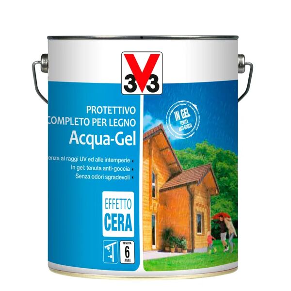 v33 impregnante per legno da esterno a base acqua  acqua-gel incolore satinato 5 lt, 6 anni di protezione.