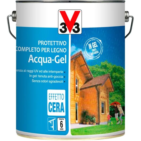 v33 impregnante per legno da esterno a base acqua  acqua-gel bianco satinato 5 lt, 6 anni di protezione.