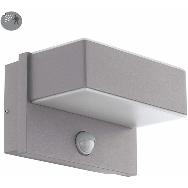 eglo applique azzinano con sensore di movimento,  in acciaio, grigio, 11.2w 1200lm ip44