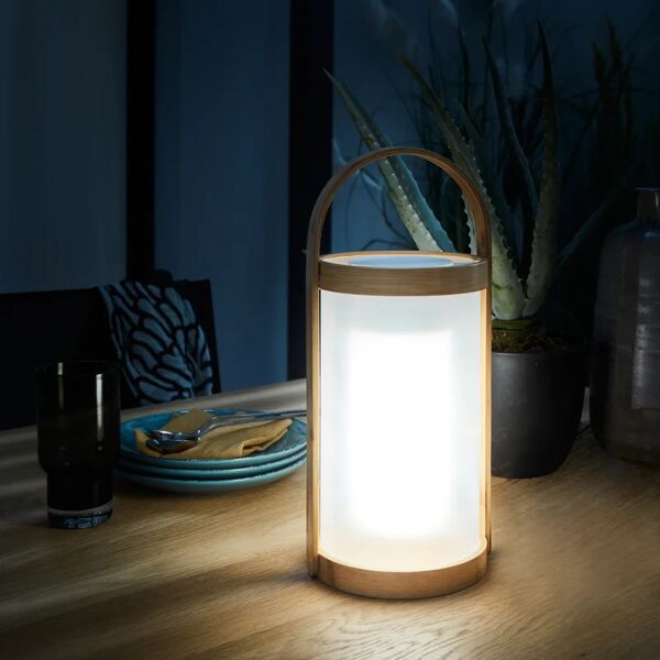 inspire lampada da esterno senza fili cardea h 32 cm, in bambù, luce bianco naturale, led