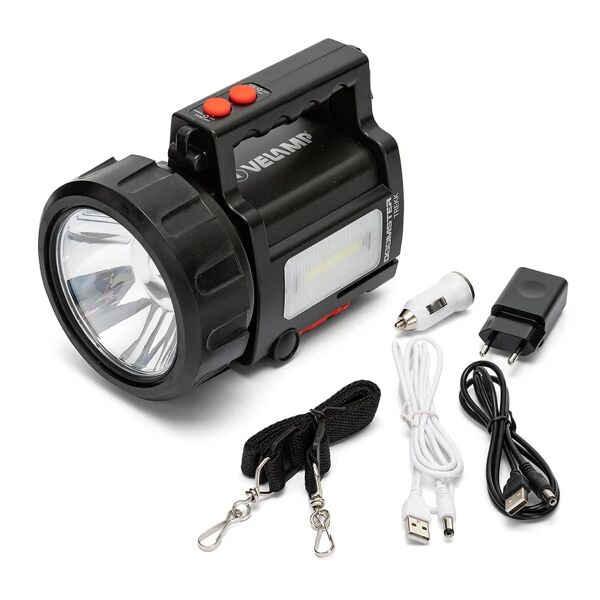 velamp faro torcia led ricaricabile led 10w + lanterna + powerbank doomster trekk