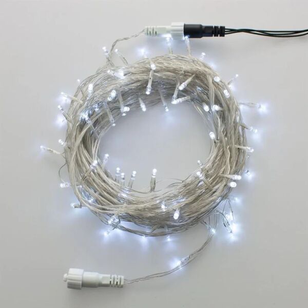 decor space luci di natale catena luminosa 100 led prolungabile fino a 50 mt per esterno / luce fredda / trasparente