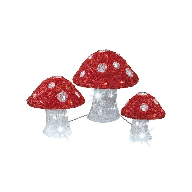 lumineo set 3 funghi natalizi per esterni in acrilico led kaeming arredo natalizio