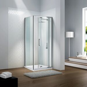 Leroy Merlin Porta doccia battente Slimline  100 cm, H 195 cm in vetro, spessore 6 mm trasparente silver