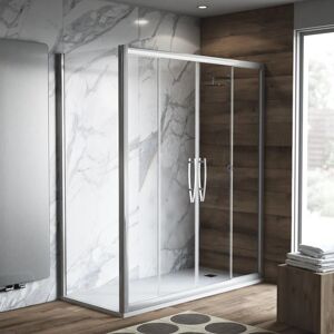 Leroy Merlin Porta doccia rettangolare Namara 150 x 80 cm, H 195 cm in vetro, spessore 8 mm trasparente argento