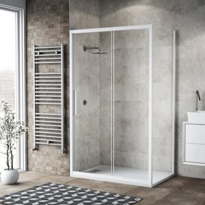 Leroy Merlin Box doccia rettangolare scorrevole Record 110 x 80 cm, H 195 cm in vetro, spessore 6 mm trasparente bianco