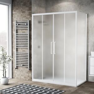 Leroy Merlin Porta doccia rettangolare Record 160 x 80 cm, H 195 cm in vetro, spessore 6 mm satinato bianco