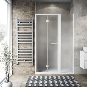 SIRO Porta doccia rettangolare Record 80 x 80 cm, H 195 cm in vetro, spessore 6 mm satinato bianco