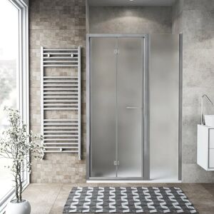 SIRO Porta doccia rettangolare Record 115 x 80 cm, H 195 cm in vetro, spessore 6 mm spazzolato argento