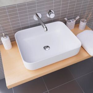 SANYCCES Lavabo Catania d'appoggio rettangolare in ceramica L 50 x P 11 x H 13.5 cm bianco