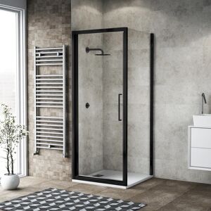 Leroy Merlin Box doccia angolare con porta a battente e lato fisso rettangolare Record 80 x 80 cm, H 195 cm in vetro, spessore 6 mm trasparente nero