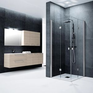 Leroy Merlin Box doccia quadrato battente Glam 70 x 70 cm, H 200 cm in vetro, spessore 6 mm trasparente cromato