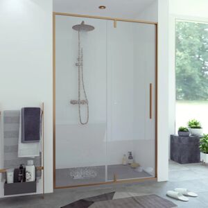 SANYCCES Porta doccia battente Fit  120 cm, H 200 cm in vetro, spessore 8 mm trasparente oro