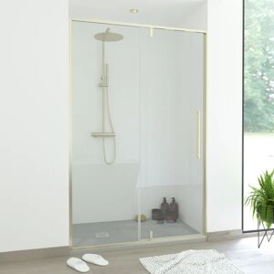 SANYCCES Porta doccia battente Fit  100 cm, H 200 cm in vetro, spessore 8 mm trasparente oro