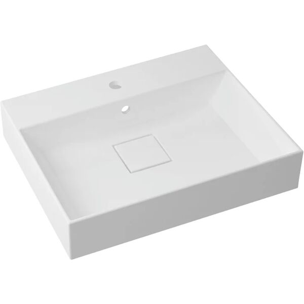 sensea lavabo da incasso rettangolare neo l 61 x p 49 x h 15 cm in resina bianco