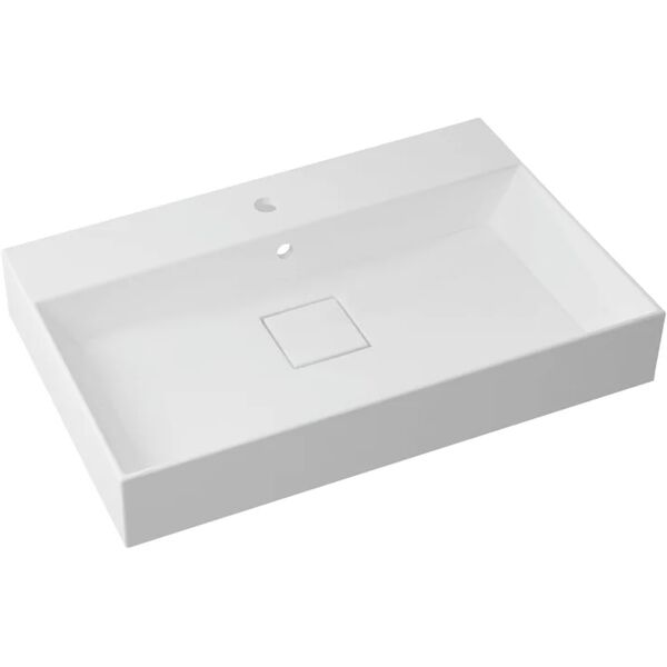 sensea lavabo da incasso rettangolare neo l 76 x p 49 x h 15 cm in resina bianco