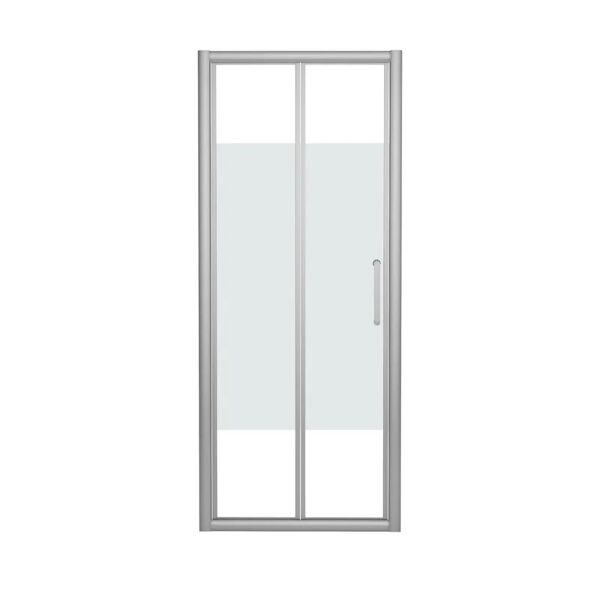 sensea porta doccia pieghevole quad  80.5 cm, h 190 cm in vetro, spessore 6 mm serigrafato cromato