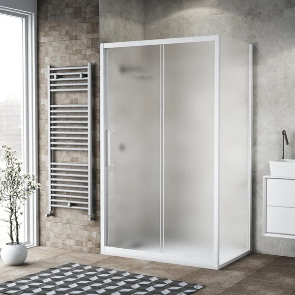 leroy merlin porta doccia rettangolare record 130 x 80 cm, h 195 cm in vetro, spessore 6 mm satinato bianco