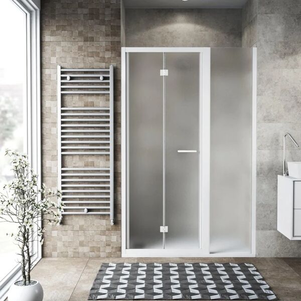 siro porta doccia rettangolare record 85 x 80 cm, h 195 cm in vetro, spessore 6 mm satinato bianco