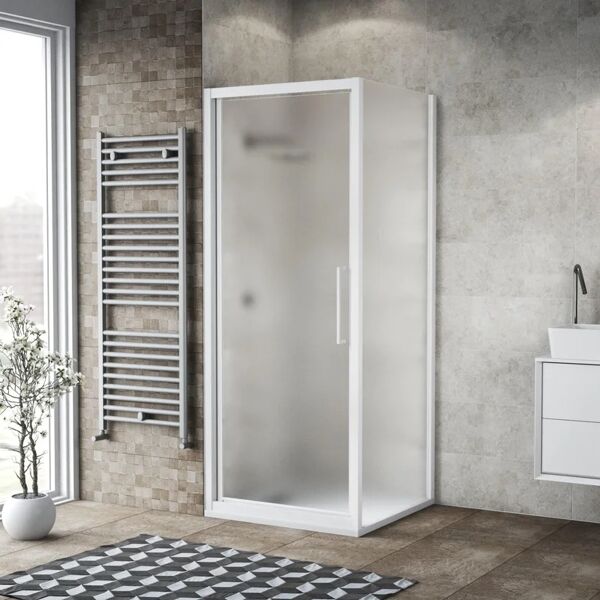 leroy merlin porta doccia rettangolare record 100 x 80 cm, h 195 cm in vetro, spessore 6 mm satinato bianco