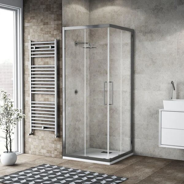 leroy merlin porta doccia quadrato record 70 x 70 cm, h 195 cm in vetro, spessore 6 mm trasparente argento