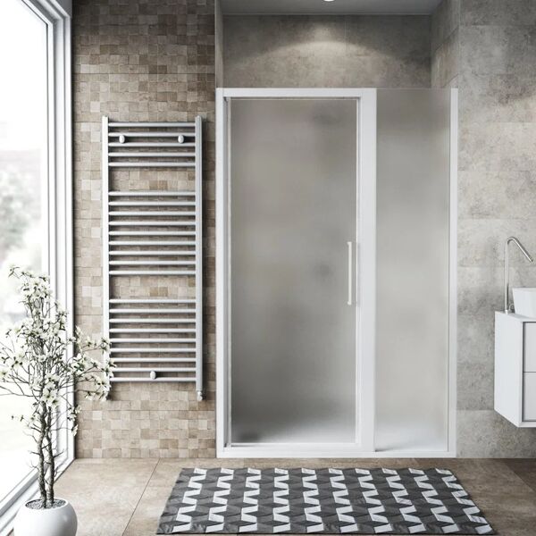 leroy merlin porta doccia rettangolare record 100 x 80 cm, h 195 cm in vetro, spessore 6 mm spazzolato bianco