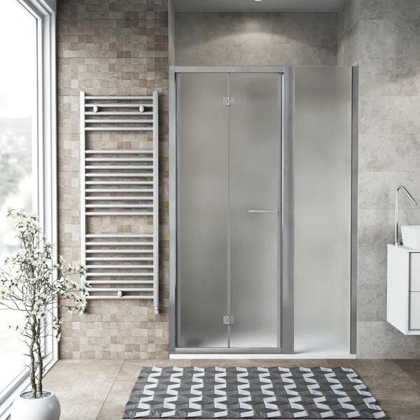 leroy merlin porta doccia rettangolare record 135 x 80 cm, h 195 cm in vetro, spessore 6 mm spazzolato argento