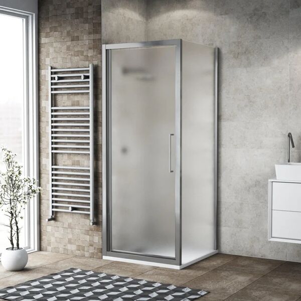 leroy merlin porta doccia quadrato record 85 x 80 cm, h 195 cm in vetro, spessore 6 mm satinato argento