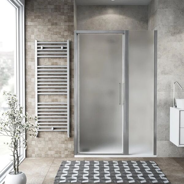 leroy merlin porta doccia rettangolare record 85 x 80 cm, h 195 cm in vetro, spessore 6 mm spazzolato argento