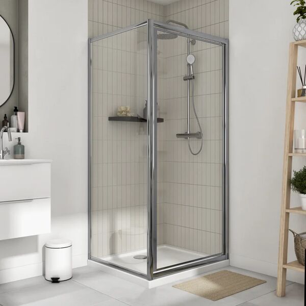 sensea parete fissa l 80, h 185 cm, vetro 4 mm trasparente grigio