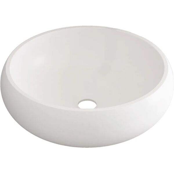 sanycces lavabo rondo 40Øx15 d'appoggio tondo in resina l 40 x p 10.5 x h 12 cm bianco