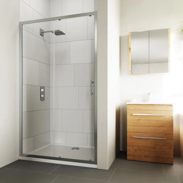 leroy merlin porta doccia scorrevole verve  160 cm, h 190 cm in vetro, spessore 6 mm trasparente cromato