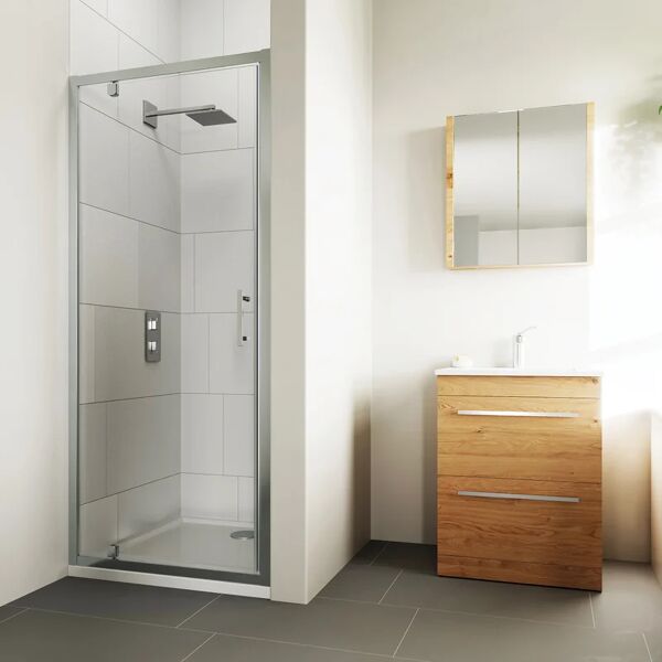 leroy merlin porta doccia battente verve  80 cm, h 190 cm in vetro, spessore 6 mm trasparente cromato