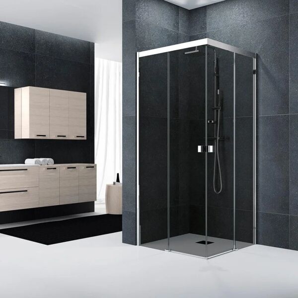 leroy merlin lato per box doccia scorrevole glam  120 cm, h 200 cm in vetro, spessore 6 mm fumé cromato