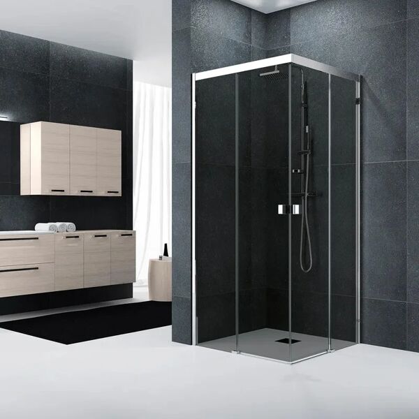 leroy merlin lato per box doccia scorrevole glam  70 cm, h 200 cm in vetro, spessore 6 mm fumé cromato