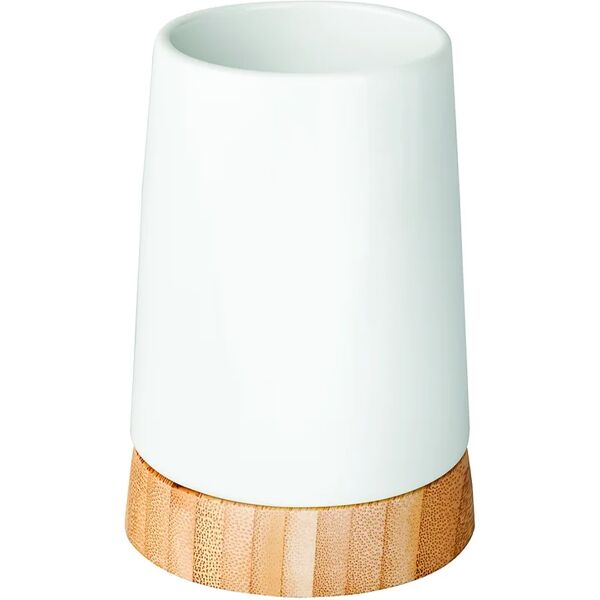 wenko bicchiere porta spazzolini bamboo  l 8 x h 11.5 in ceramica bianco