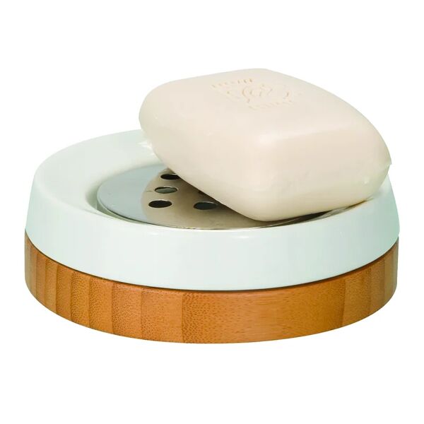 wenko porta sapone bamboo bianco 12.1 cm x 3.7 cm in ceramica