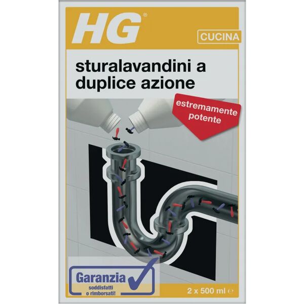 hg disgorgante chimico  sturalavandini a duplice azione per cucina bagno di vapore (hammam) wc, tubi, pozzo nero, impianti di trattamento delle acque reflue e bagni chimici 1 lt