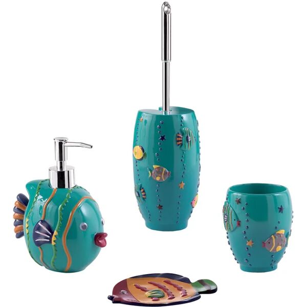 gedy set di accessori da bagno  in ceramica pesce multicolore