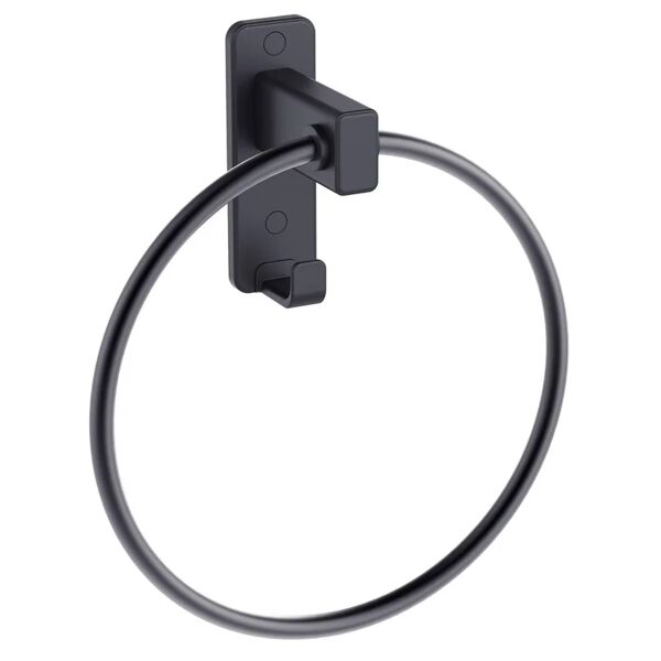 aquasanit porta salviette ad anello blend nero opaco, l 18.9 cm